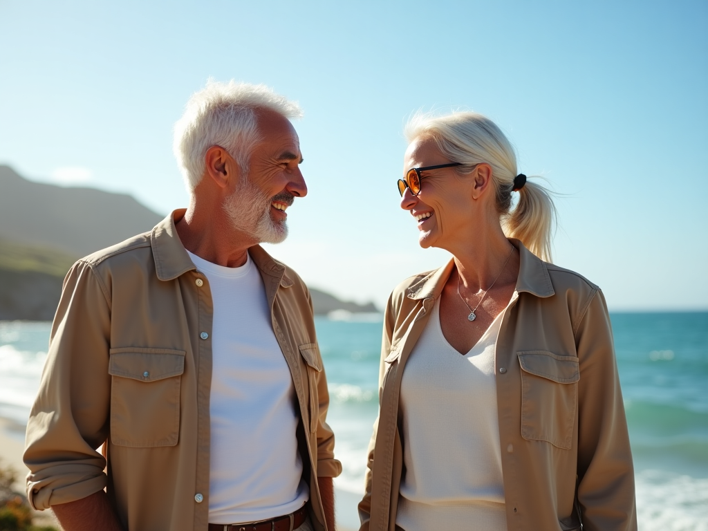 Happy retired couple enjoying leisure activities